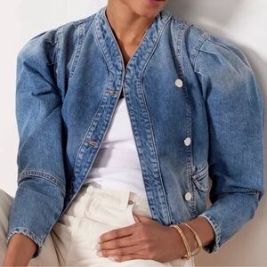 New Bash ba*sh Daisy Cropped Denim Jean Jacket in Blue Womens Size XS